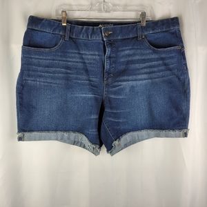 Terra & Sky Blue Raw Cuffed Hem Jean Shorts Womens Plus Size 24W
